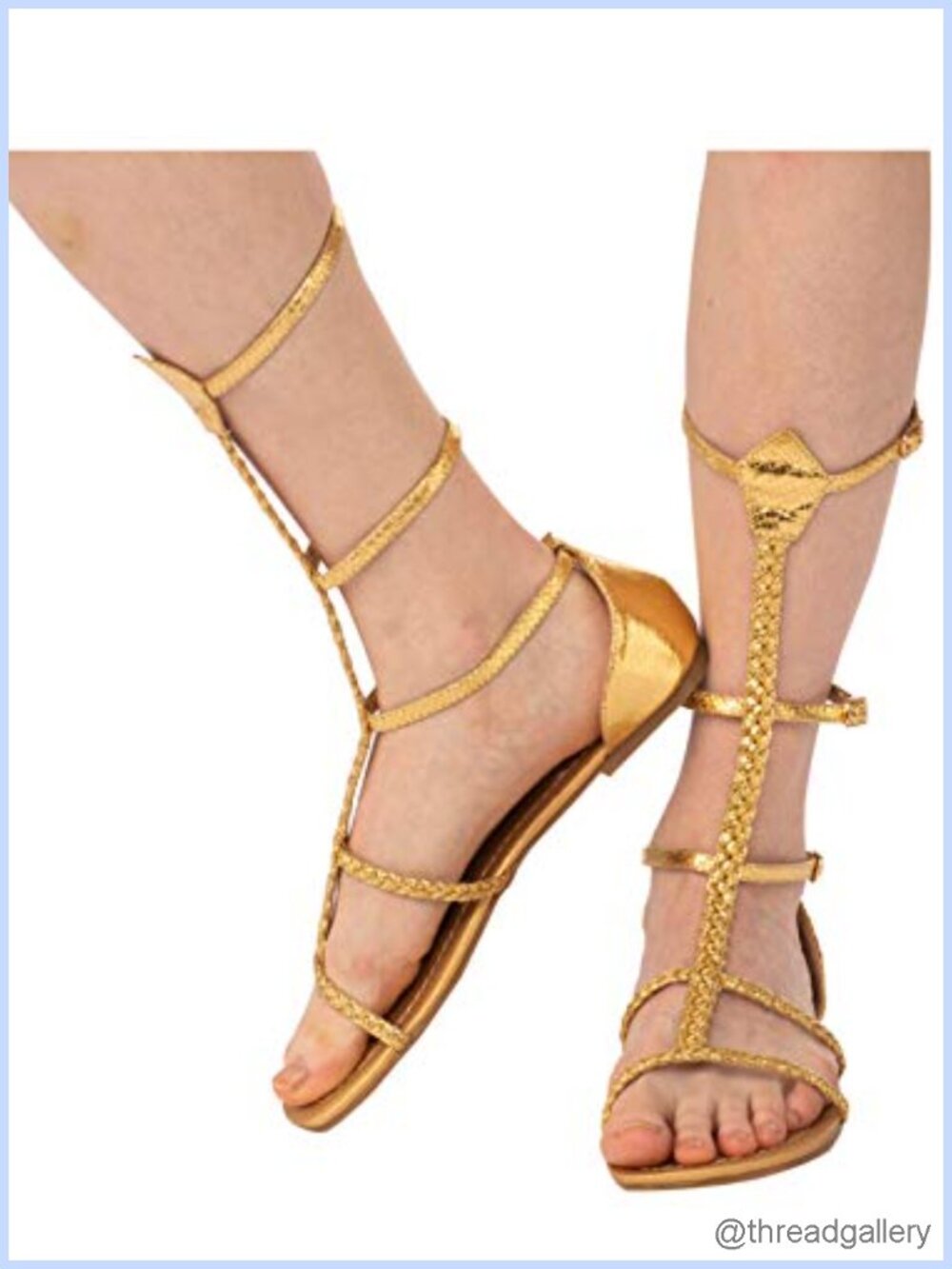 Rubies Gold Gladiator Costume Sandals Faux Leather T-Strap